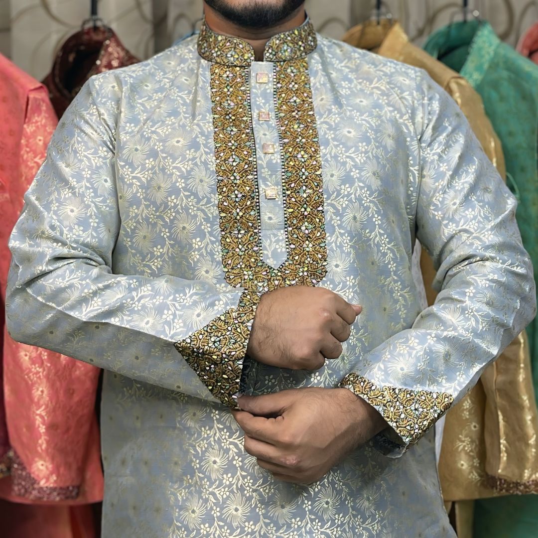 Luxury কাতান কাপড়ের রাজকীয় পাঞ্জাবি 🔥