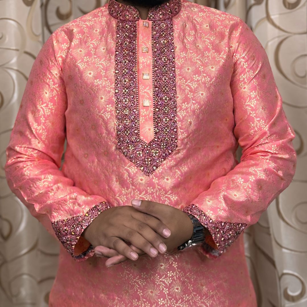 Luxury কাতান কাপড়ের রাজকীয় পাঞ্জাবি 🔥